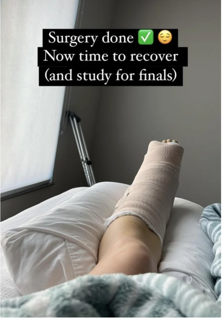 Gymnast Riley McCuster shares a photo of a gymnastics injury on social media.